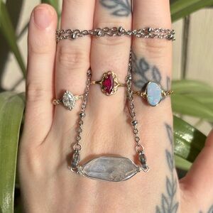 Dumorterite in quartz interchangeable necklace